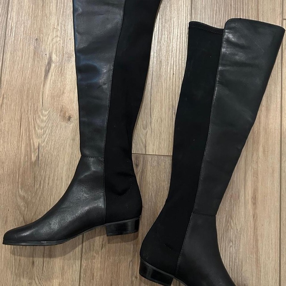 Vince Camuto Black Over the Knee Boots Leather Suede